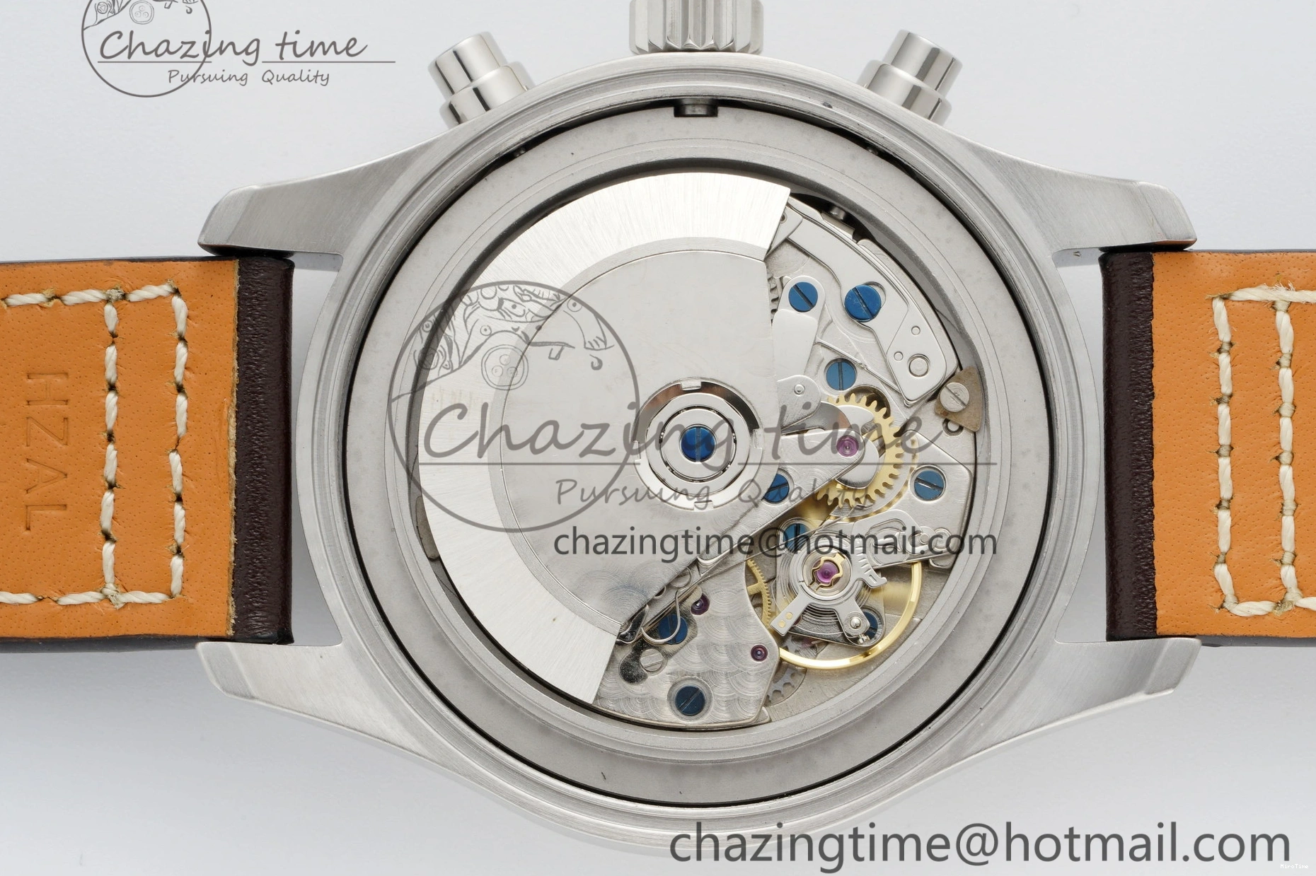 MIROTIME 0323 Pilot Chrono SS AZF 1:1 Best Edition Blue Dial on Brown Leather Strap A TimelessDesign 7060